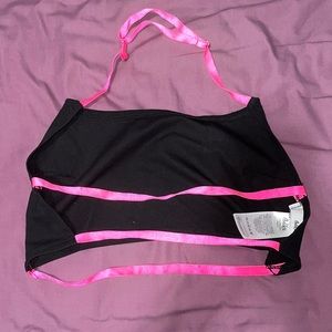 Black and Pink Strappy Halter Top